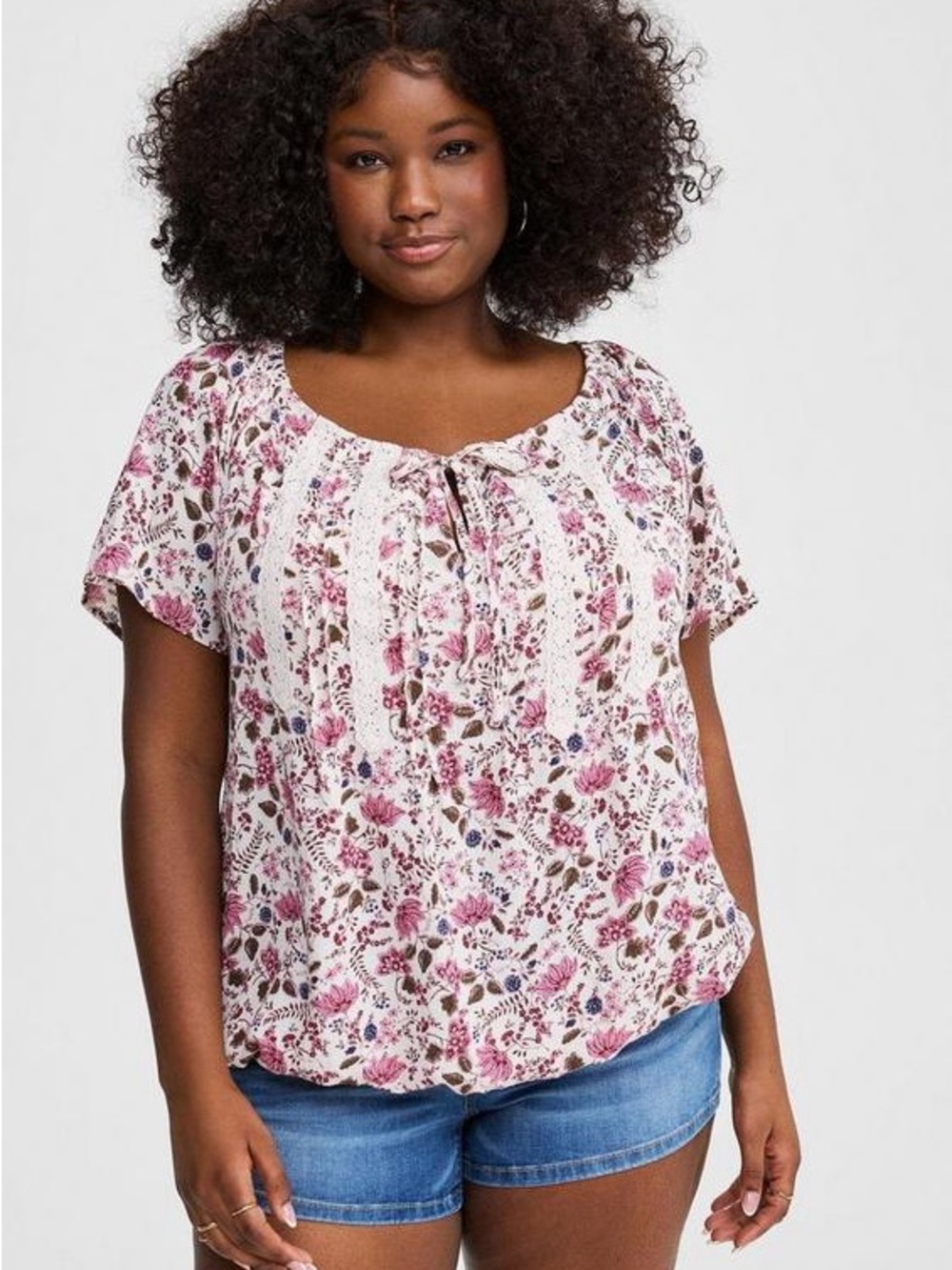 Torrid Cottagecore Crinkle Gauze Flutter Sleeve Feminine Floral Top Size Large L